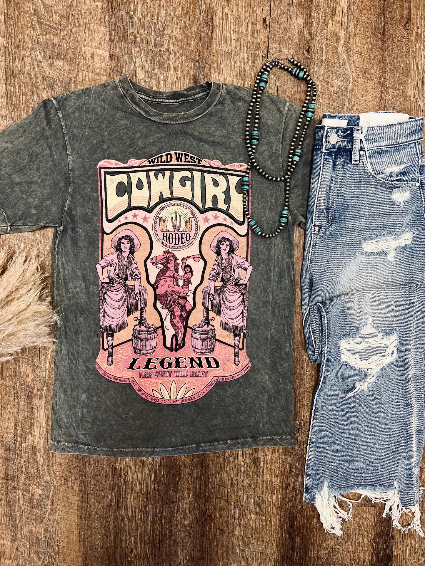 Wild West Cowgirl Mineral Wash Tee